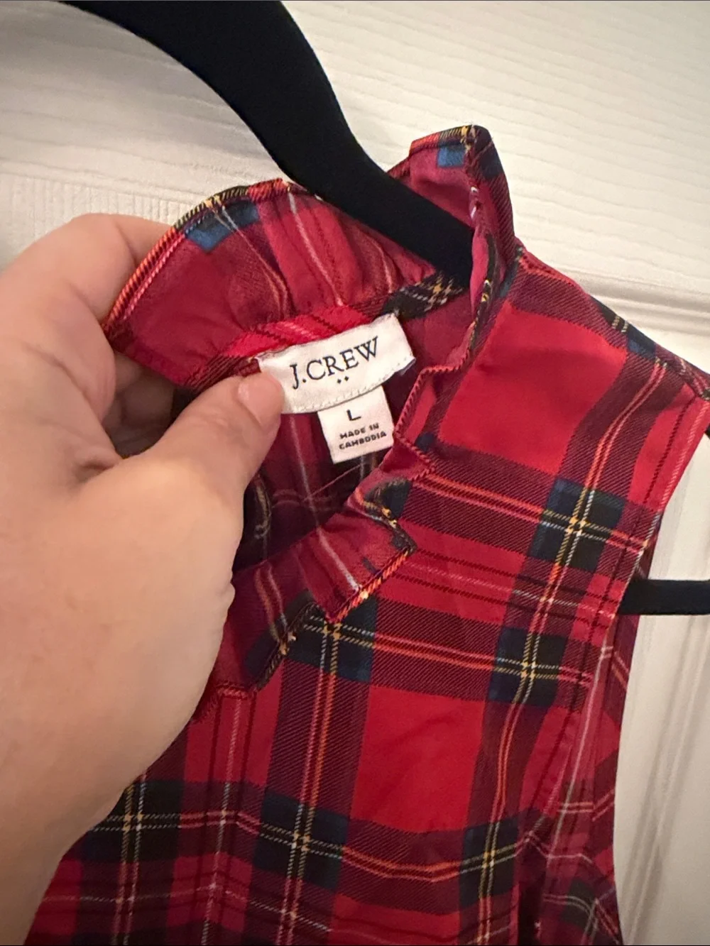 J. Crew Red Plaid Ruffle-Neck Sleeveless Camisole